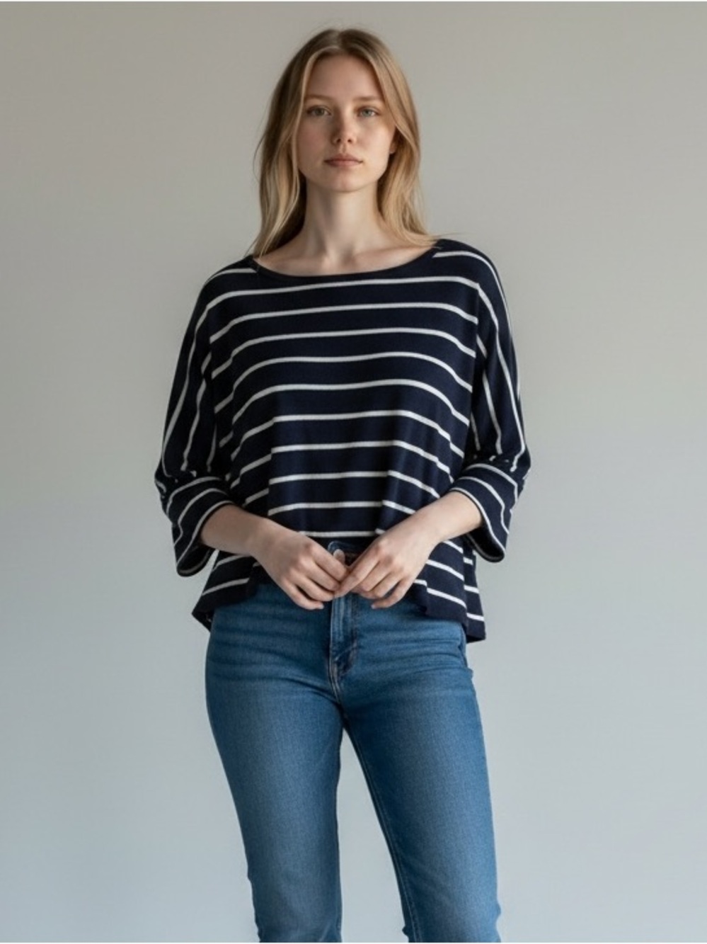 Market and Spruce Doleman Sleeve Striped Knit Top